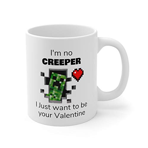 Taza de café para capuchino, café con leche o té caliente, Creeper Valentine, el mejor regalo para jugador, taza de jugador, Minec-raft de San Valentín, Minec-Balt, 325 ml