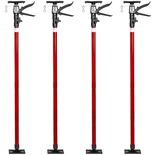 tectake 800396 - Set de Puntales 115-290 cm, Expansión Telescópico, Reforzado Soporte para Techos - disponible en varios Modelos (4x Rojo | No. 402401)