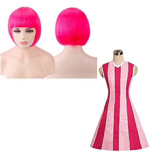 thematys Stephanie Lazy Town Disfraz + Peluca Rosa - Vestido para Damas Carnaval y Cosplay - 4 tamaños Diferentes (L)