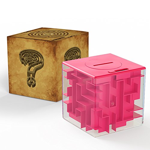 ThinkMax Money Maze, Put Cash Inside Puzzle Storage Box, Gran Regalo para niños y niños (Rosa)