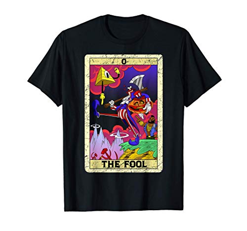 Tío Sam de USA Comunista Cartoon. El Tonto Carta del Tarot Camiseta