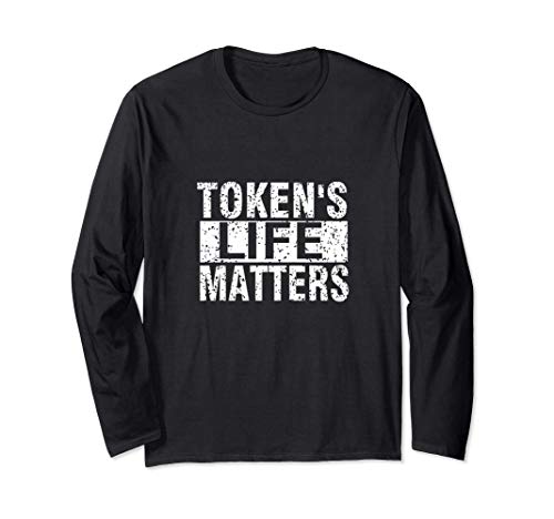 Token's Life Matters Funny Vintage Distressed Manga Larga