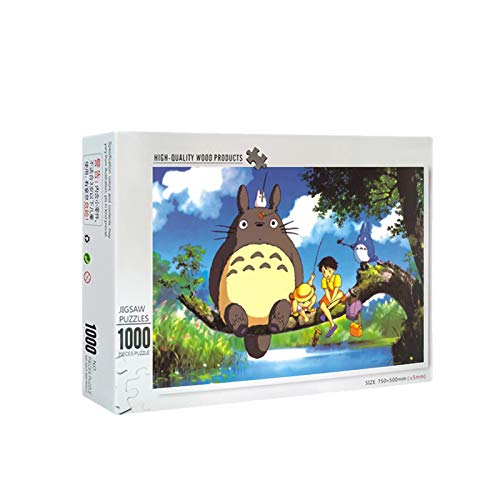 TOLLK LESSE Rompecabezas para Adultos Juego de Puzzle Puzzle de 1000 Piezas de Madera Totoro, desafiante estrés Escena Rompecabezas Juego Educativo Alivio de Juguete para Adultos niños