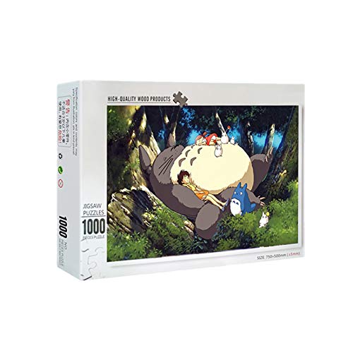 Tollk Lesse Rompecabezas para Adultos Juego de Puzzle Puzzle de 1000 Piezas de Madera Totoro sueño, estrés Desafío Escena Rompecabezas Juego Educativo Alivio de Juguete para Adultos niños