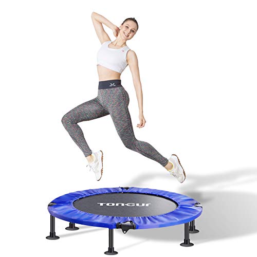 Toncur Mini Trampolín Fitness Plegable 102cm Cama Elástica Estable y Silencioso con Almohadilla de Seguridad y Ventosas Antideslizantes para Entrenamiento de Interior y Jardín Peso Máximo 150 kg