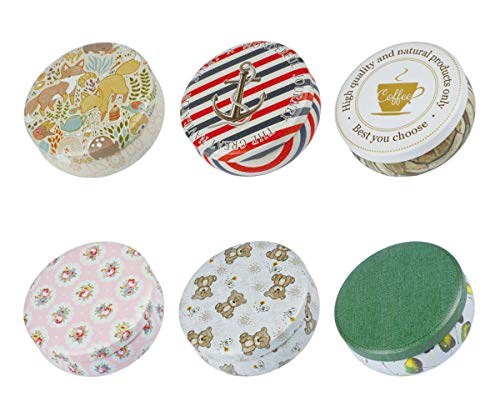 TooGet Elegantes Latas Vacías, Shabby Chic Mini-Cajas para Velas DIY, Almacenamiento en Seco, Especias, Té, Dulces, Regalos para Fiestas, Y Regalos - Color Al Azar(Ronda 6Pcs)