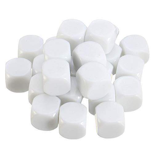 Toyvian Cubos de Dados en Blanco de Acrílico Blanco D6 Dados para Juegos de Mesa de Aula DIY Matemática Contando Enseñanza Fiesta Favoreciendo Bloques de Construcción Dados Personalizados 30Pcs 16Mm