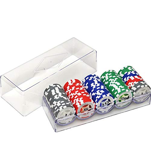 TX GIRL 100PCS / 200PCS Fichas De Póquer Conjunto con Acrílico Caja De Fichas De Póquer Texas Hold'em Casino ABS con Estrella Recorte Etiqueta Baccarat ( Color : 200pcs with Lid )