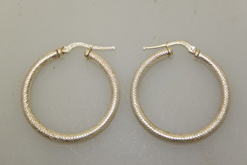 Unbekannt Creolen Original Vintage 1970er Pendientes Plata de Ley 925 Fina Superficie