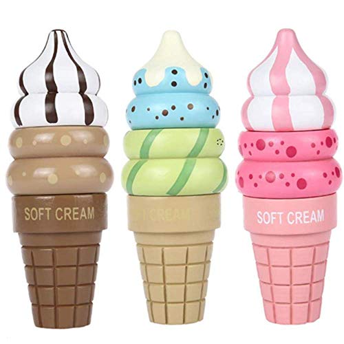 Ungfu Mall Wooden Ice Cream Magnetic Connected Food Pretend Play Children Gift Toy Game Random Color