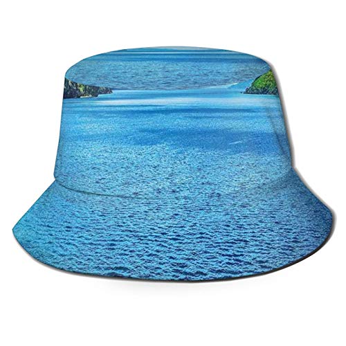 Unisex Bucket Fisherman Cap,Scenic View Sea Bay and Mountain Islands In Palawan Philippines Idyllic Image,Travel Beach Outdoor Sun Hat