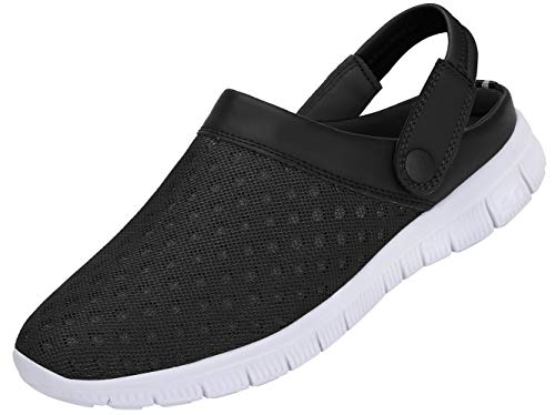 Unisex Zuecos Hombres Mujeres Zapatillas de Playa Respirable Malla Ahueca hacia Fuera Las Sandalias Zapatos, Negro 40