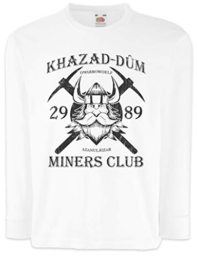 Urban Backwoods Khazad-Dum Miners Club Camisetas de Manga Larga T-Shirt para Niños Niñas Blanco Talla 12 Años