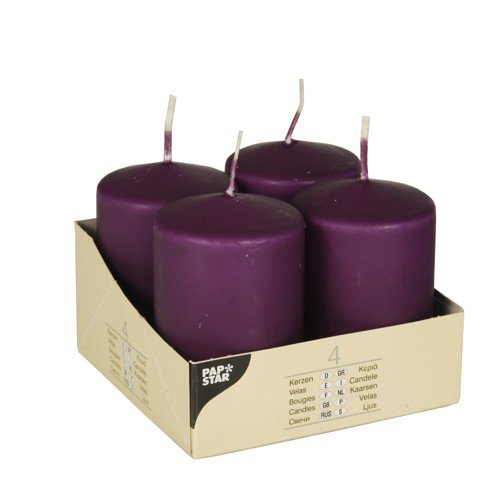 Vela de Taco Color Morado de Ø 50x 80mm Pack 4 unidades