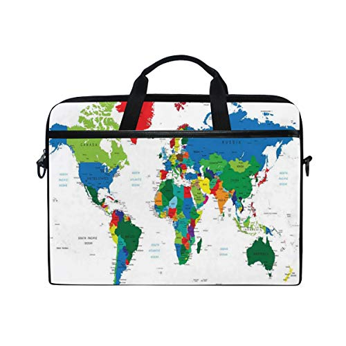 VICAFUCI Nuevo Bolso para portátil de 15-15.4 Pulgadas,Mapa del Mundo Colorido Estampado político