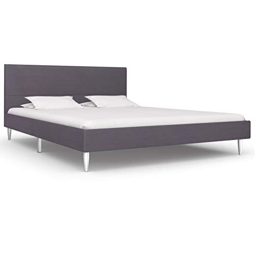 vidaXL Estructura de Cama Tela Tapizada Somier Mobiliario Hogar Diseño Discreto Elegante Estructura Robusta y Duradera Buen Aspecto Gris 160x200cm