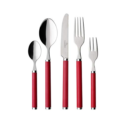 Villeroy & Boch - Play! Set de cubertería Red Roses de 30 piezas | Cubertería de acero inoxidable con mangos de plástico rojo para hasta 6 personas, apto para lavavajillas