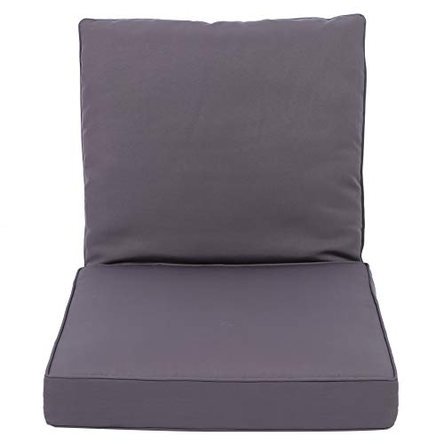 Wakects Cojín para Sillas de Balcón o Asiento Exterior con Respaldo Alto, Superficie Impermeable + Algodón de Alto Rebote + Fácil de Limpiar Gris, 60 x 61.5 x 11.5 cm