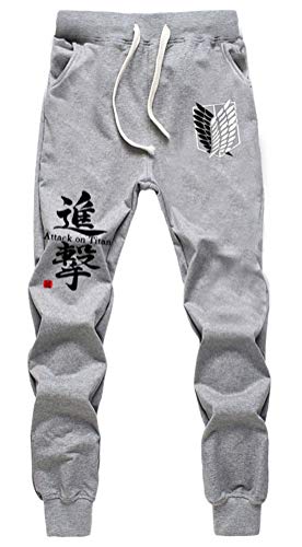 WANHONGYUE Anime Shingeki No Kyojin Attack on Titan Jogger Pantalones Deportivos Cosplay Disfraz Largos Sweat Pants Noos Trousers con Bolsillos Gris 3 M