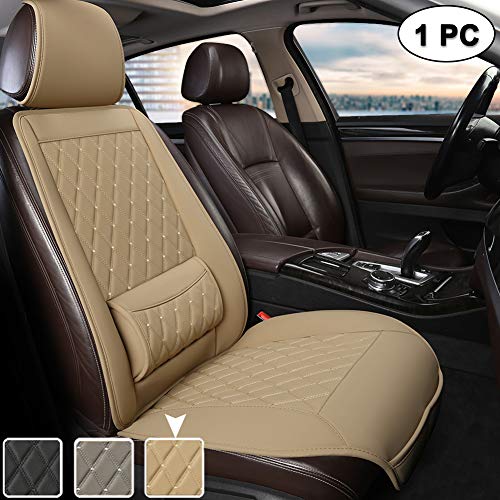 West Llama Funda Asiento Coche Delantero Universal Fit con Soporte Lumbar, Patrón de Diamante(1 Pieza - Beige)