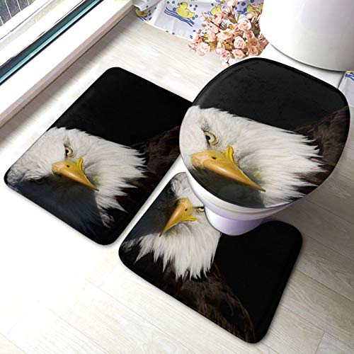 White-Eagle - Juego de 3 alfombrillas antideslizantes para baño y cubierta para inodoro