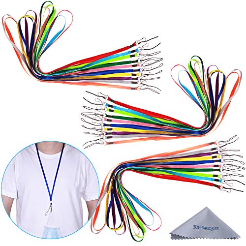 Wisdompro Pack de correas de nailon de 43,18 cm para el cuello con enganche & anilla abierta, para los USB de la oficina, llaves, llavero, tarjeta de identificación, u otros objetos portátiles, color 10-Color 30Pcs 10-Color Pack