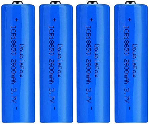 WSPY 4 Pcs Batería 18650 Recargable Litio Lones Pilas 3.7V 2600mah Capacidad Baterías de Litio Células Acumuladoras para Timbre de Puerta LED Linterna Antorcha (Puntiagudo)-Puntiagudo