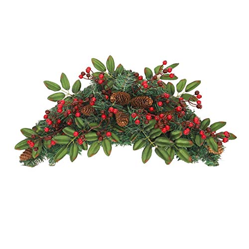 WSZMD Corona Grande Navidad Garland Puerta Corona De Navidad del Cono del Pino Cuerno Vine Fruta Roja Decoración De La Puerta Ventana Colgantes Año Nuevo Corona De Navidad Decoración (Color : B)