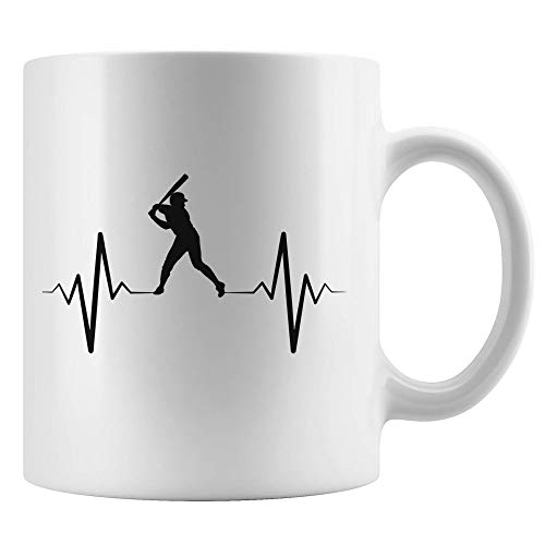 WTOMUG Baseball Mug, Heartbeat Pulse, Present for a Pitcher, Catcher, Batter or Umpire, Sports Cup for Players, Coaches or Fans, Whether You Play in Highschool, College or as a Professional