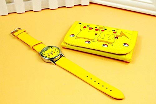 XINFAN Pokemon Reloj Escuela Comenzar Regalo Mascota Elf Pikachu Reloj Billetera Papelería Set Niño Estudiante Cumpleaños Regalo.