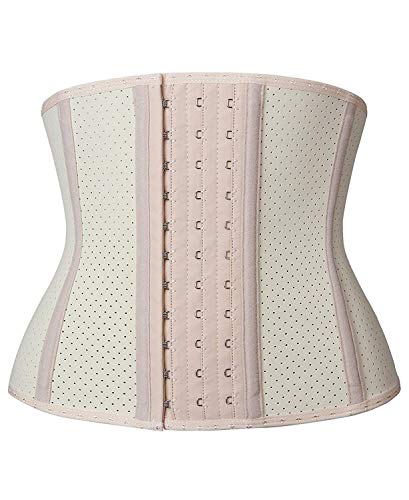 YIANNA Mujer Fajas Reductoras Adelgazantes Torso Corto Waist Trainer Corset Reductor Cinturilla Abdomen Respirable Beige, 110266 Size XL