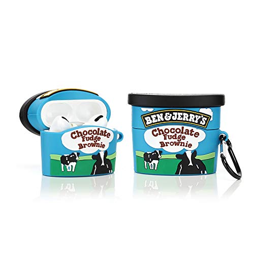 YIGEYI Funda de Silicona Compatible con Airpods Pro Case Cover Divertida de Dibujos Animados en 3D[Serie de Latas de Bebida] (Helado de Ben Jerry)