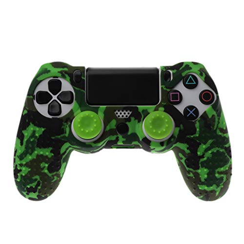 Youlin Hoja de la Cubierta de Camuflaje de Silicona Funda de Silicona con 2 Tapas Que oscila con la Campana a la Playation Controller PS4