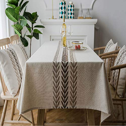 YOUYUANF Mesa de Comedor Rectangular Mantel placemat Mantel Rectangular de algodón, Adecuado para Varios tamaños de decoración de la Cocina del hogar.Beige drie lijnen135x260cm