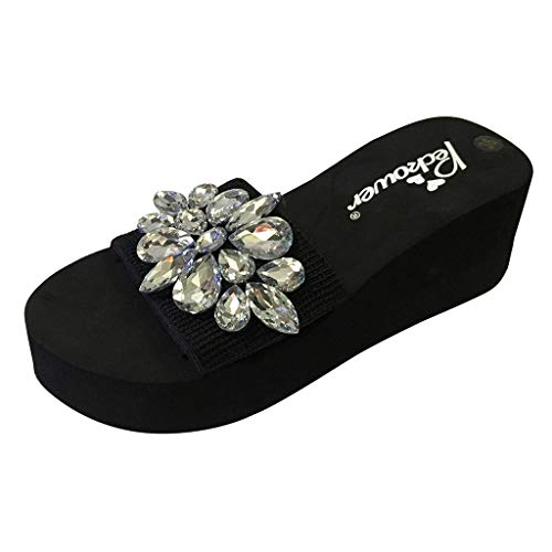 Yvelands Verano Primavera Mujeres Liquidación Señoras Chicas Cristal Cuñas Sandalias Zapatillas Zapatos de Playa (Blanco,39)