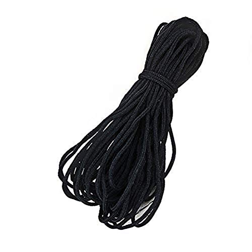 ZCZY Cuerda Elastica,3mm Redondo Cintas elásticas para Costura Y Manualidades DIY Cordon, Elástico de Cuerda Tela para Coser Ropa (Negro-70 yardas)
