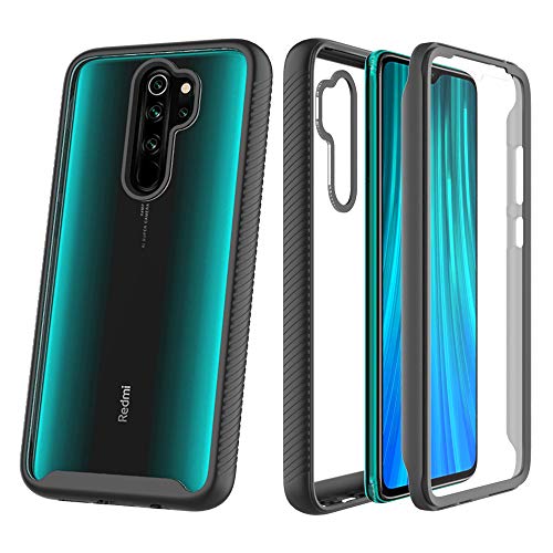 ZHXMALL Funda para Xiaomi Redmi Note 8 Pro Case,360 Grados Carcasa Cristal Ultra Fina PC Duro Panel Posterior Carcasa,Anti-Choque Anti-Arañazos Marco de TPU Suave Transparente Protectora Cover,Negro