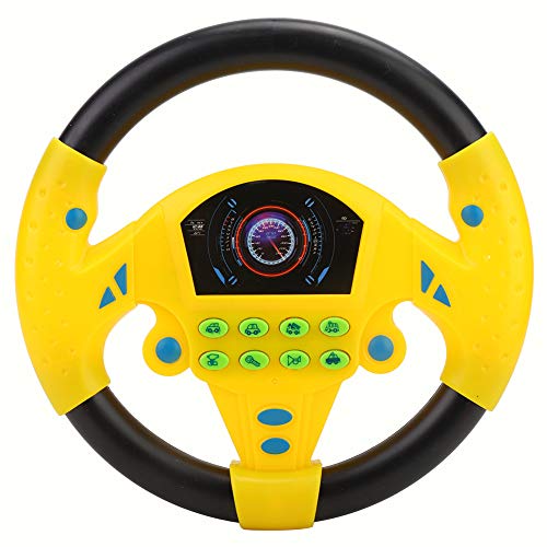 ZJchao Juguete para Niños con Volante Copiloto con Música, Educación Infantil Temprana Entre Padres e Hijos, Juguete Inteligente para Bebés y Niños (Negro + Amarillo)