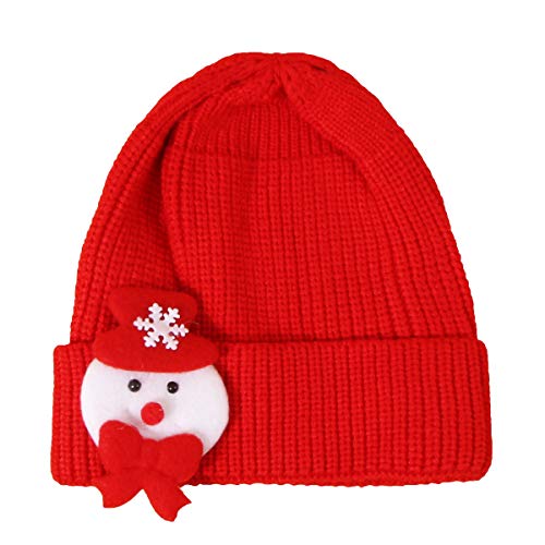 ZJP Sombrero para Niños Hilo Hilado Central Sombrero De Navidad Puntiagudo Sombrero Rojo Salvaje Cálido Niños Moda Otoño E Invierno Sombreros Niñas(Color:Rojo,Size:48-54CM)