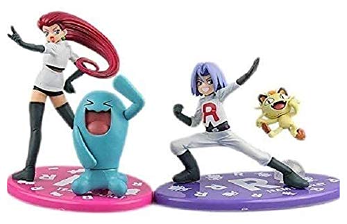 ZJSXIA 2 PCS Equipo de Cohetes Jesse Wobbuffet James Meowth Anime Pokémon Figura de acción Figura Modelo Toys PVC Modelo Estatua 13cm figuritas Pokemon