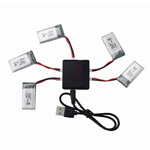 ZYGY 5x3.7V 380mah 25C Lipo Batería + 5en1 Cargador para Hubsan X4 H107 H107C H107L RC Quadcopter Syma X11 X11C HS170 HS170C F180C HS170G TOZO Q2020 E016H E016F FX801 V911S A120 XK A150 V966 drone