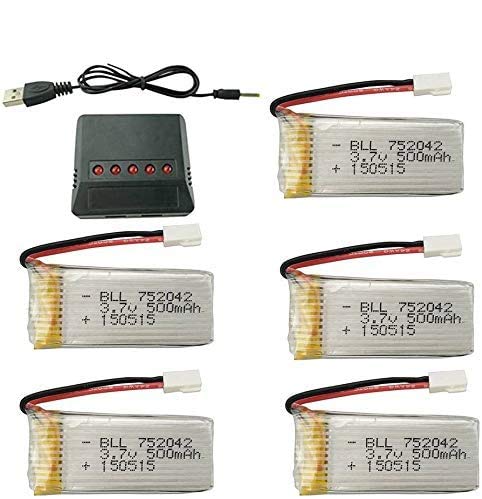 ZYGY 5x3.7V 500mAh 25C batería y 5en1 Cargador para JJRC H31 H37 H6D Hubsan X4 FPV H107C/D/L/P H108 JXD392 JXD388 JXD385 UDI U816A SYMA X5C X5SW HS170 HS170C HS170G F180W TR-C385 TR-P51 TR-F22