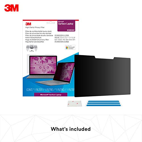 3M Filtro de privacidad de Alta claridad para portátil Microsoft Surface con Sistema de fijación Comply - Filtro de privacidad para portátil - 13,5" - Negro