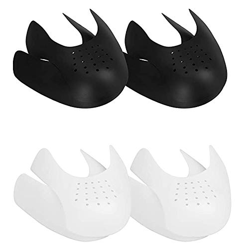 4 Pares Escudos de Zapatos, Protector de Zapatos Antiarrugas, Arrugas de Zapatos Antiarrugas, Anti-Arrugas Prevenga Calzado Deportivo Arrugas Arrugas Profundas para Hombres, Mujeres, Blanco, Negro