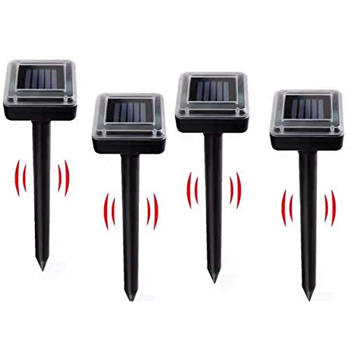 4 Piezas Ahuyentador de Topos Solar,Repelente Solar de Topo,Solar Mole Repeller, Solar Ultrasónica para Topos,Repelente Ultrasónico Serpiente,Impermeable Anti Mole Repeler, Mole Ratas Ratón Serpiente