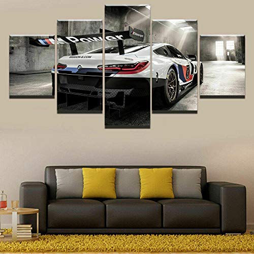 45Tdfc 5 Panel Pared Arte Pintura Blanco M8 GTE Mission 8 Race Super Car Fotos Prints en Lienzo la Imagen Decor Aceite para decoración de hogar Moderno