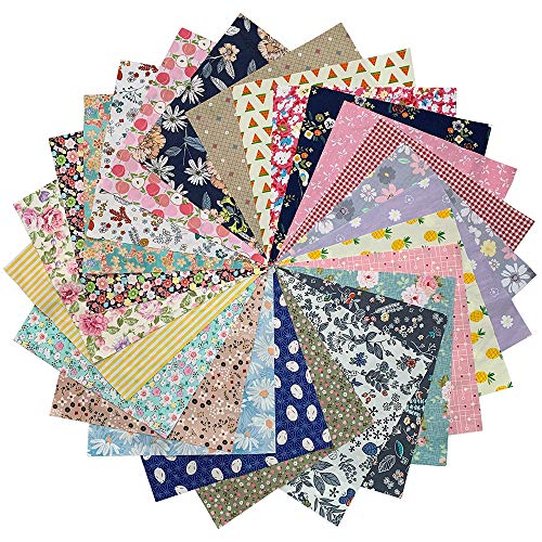 50 telas de algodón con 50 patrones, material para costura, patchwork, acolchados, álbumes de recortes, algodón, 25 x 25 cm