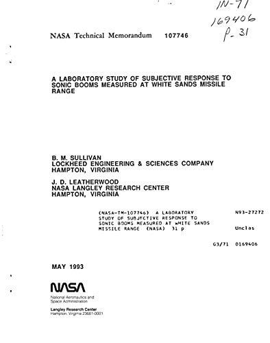 A laboratory study of subjective response to sonic booms measured at White Sands Missile Range (English Edition)