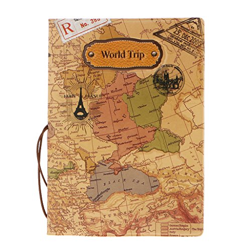 Accesorios Viaje Fundas Pasaporte Caja Sostenedor Cubierta Organizador Protector Cartera Tarjetas Identificación Mapa del Mundo Tridimensional - Marrón