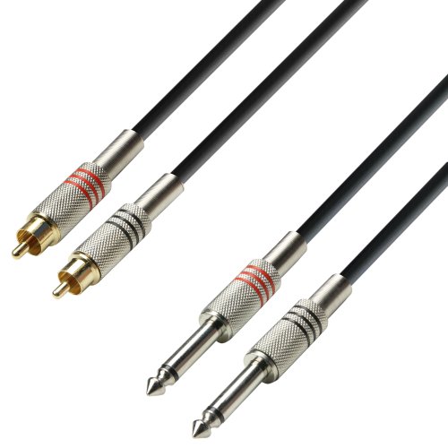 Adam Hall K3TPC0300 - Cable RCA a jack (6.3 mm, mono, macho, acodado, 3 m)